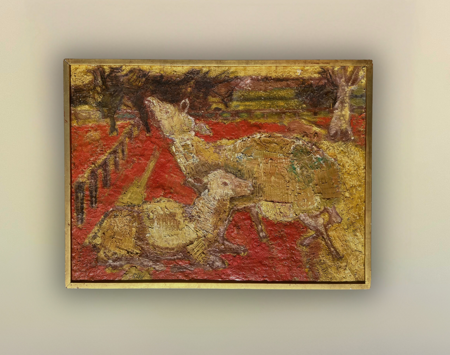 Two Sheep, Renato Bussi (1926–1999), Italian, oil on canvas