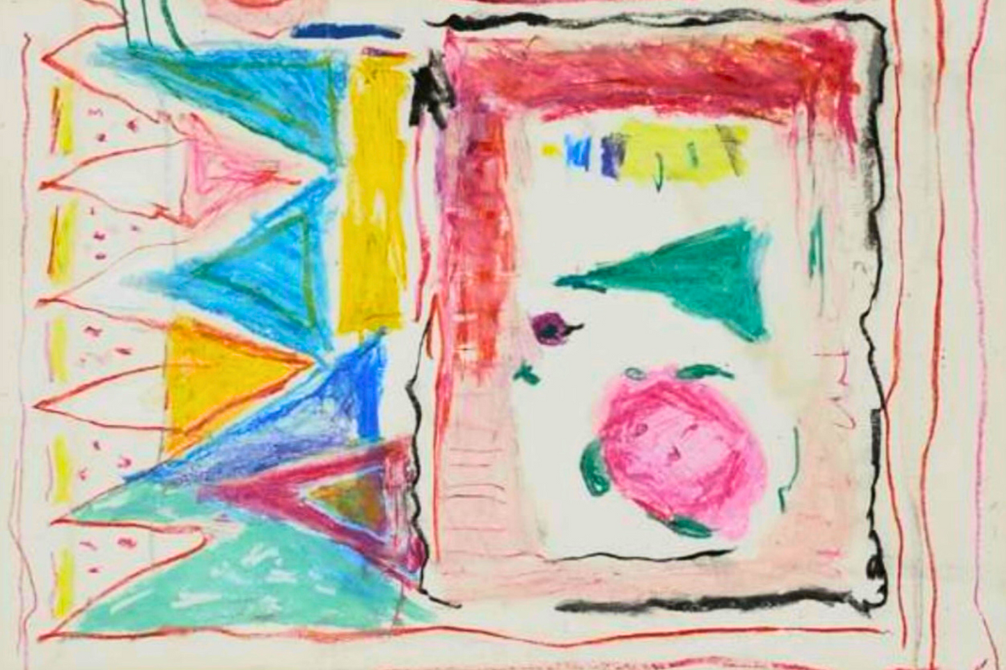 Geometric abstract, Helen Kedgley (b. 1948), New Zealand, gouache & pastel