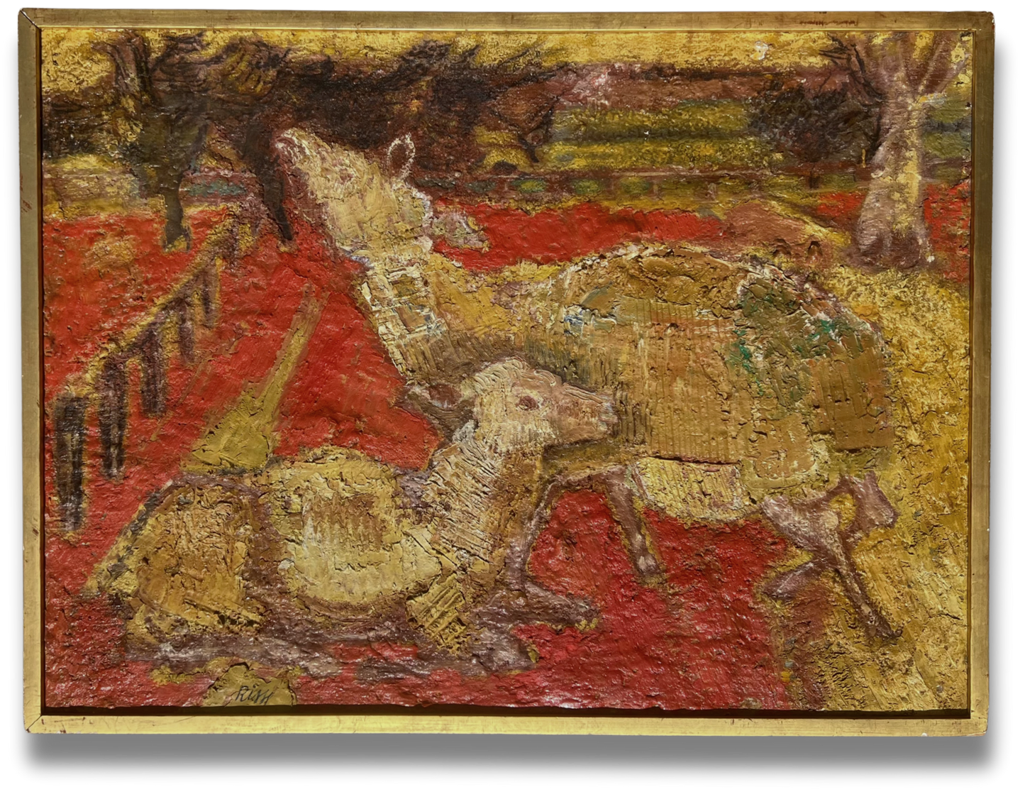 Two Sheep, Renato Bussi (1926–1999), Italian, oil on canvas