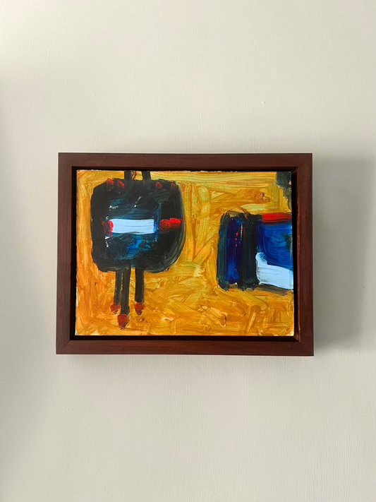 Ochre boats, Newlyn School (Contemporary), oil on card