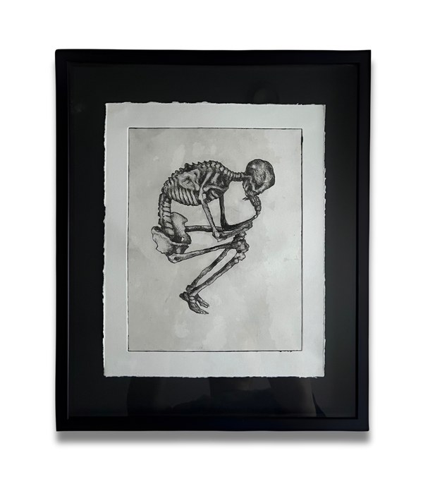 Skeleton etching (circa 2013), Phoebe Dickinson, British, etching on paper