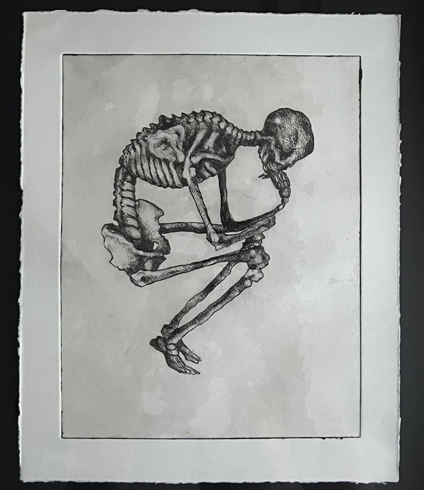Skeleton etching (circa 2013), Phoebe Dickinson, British, etching on paper