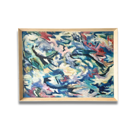 Abstract in Blue, British (circa 1950), oil on canvas