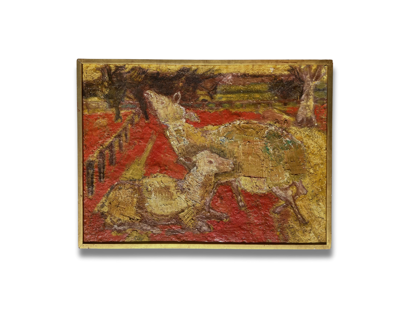 Two Sheep, Renato Bussi (1926–1999), Italian, oil on canvas