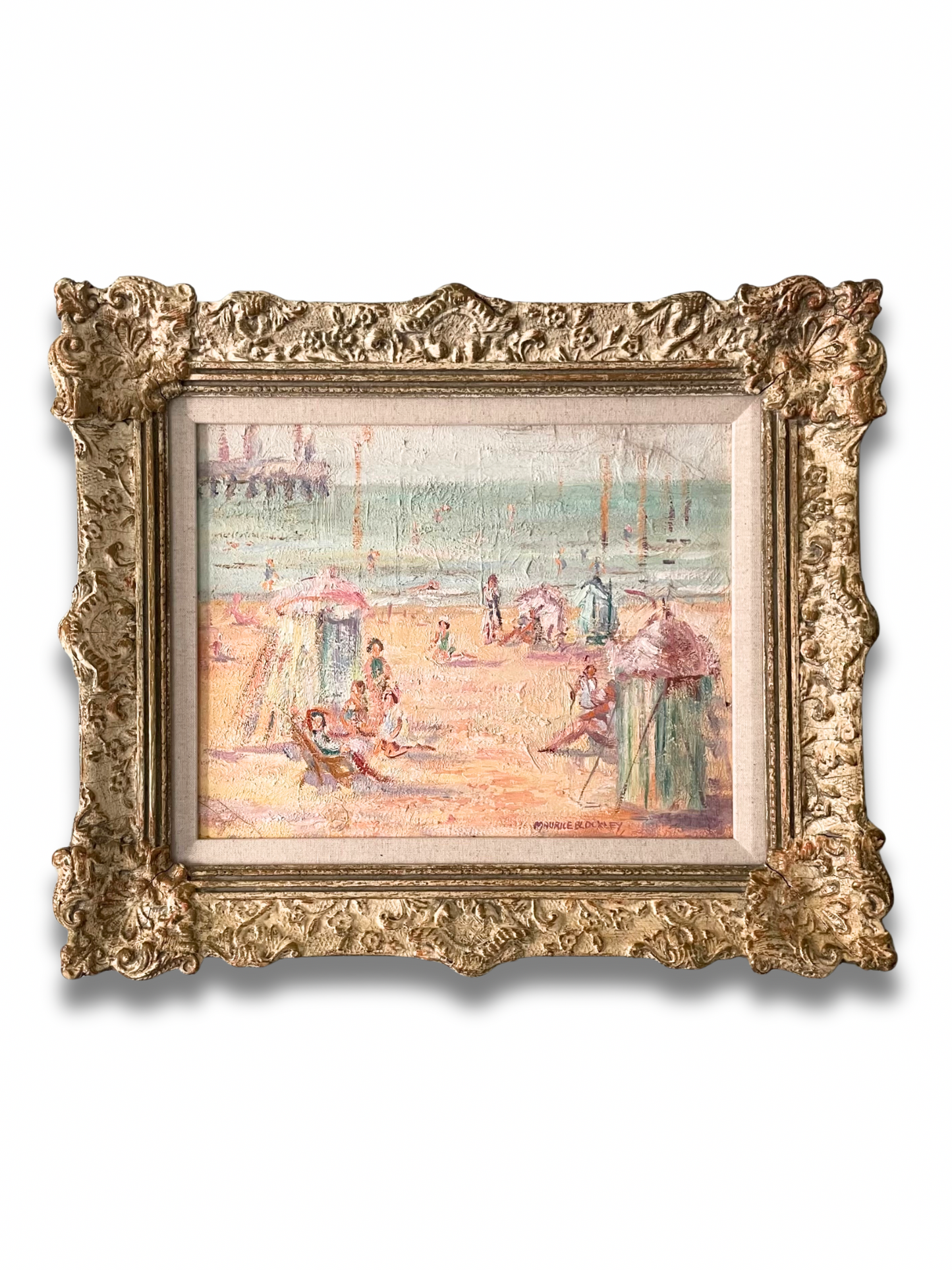 Beach Scene, Maurice Blockley, British, oil on board