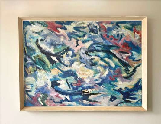 Abstract in Blue, British (circa 1950), oil on canvas