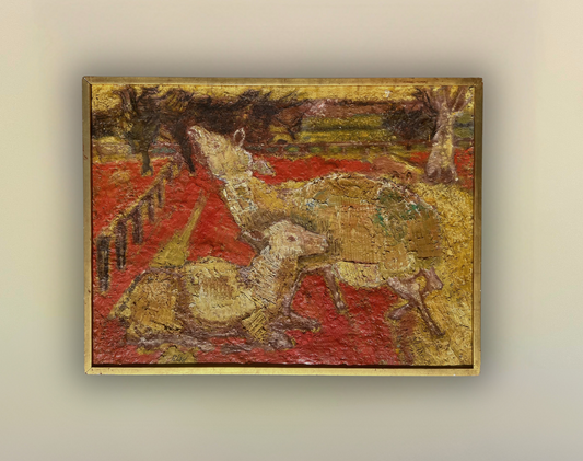 Two Sheep, Renato Bussi (1926–1999), Italian, oil on canvas
