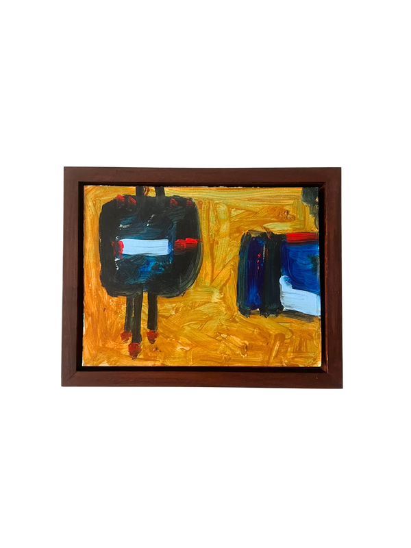 Ochre boats, Newlyn School (Contemporary), oil on card