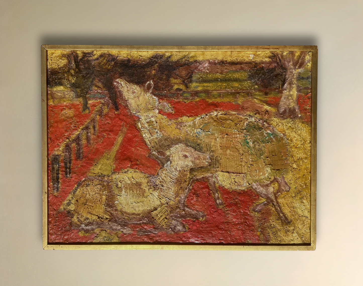 Two Sheep, Renato Bussi (1926–1999), Italian, oil on canvas