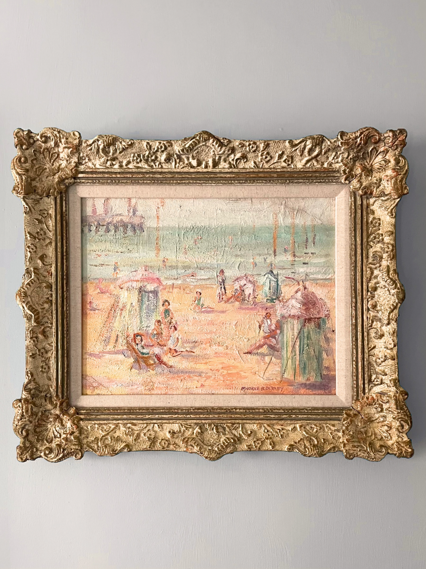 Beach Scene, Maurice Blockley, British, oil on board