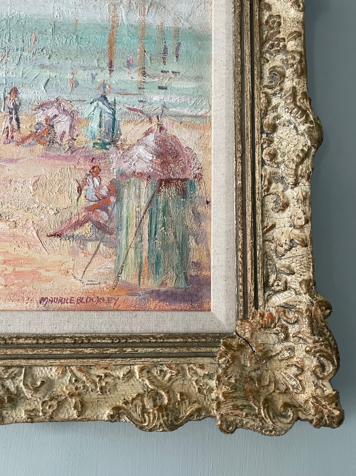 Beach Scene, Maurice Blockley, British, oil on board