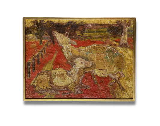Two Sheep, Renato Bussi (1926–1999), Italian, oil on canvas